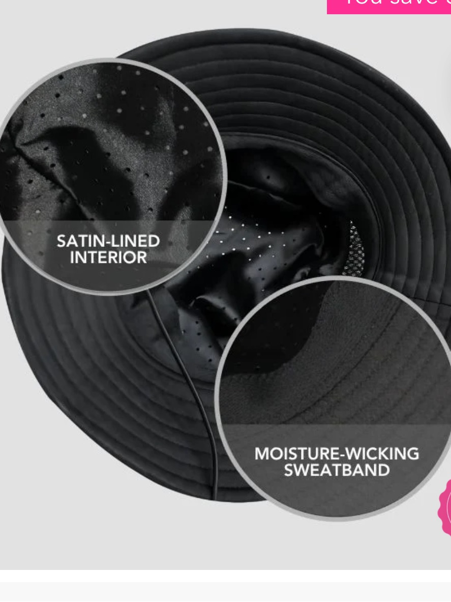 Hairbrella Kids Black Waterproof Sun Hat - Satin-Lined, Adjustable — image 5 of 6